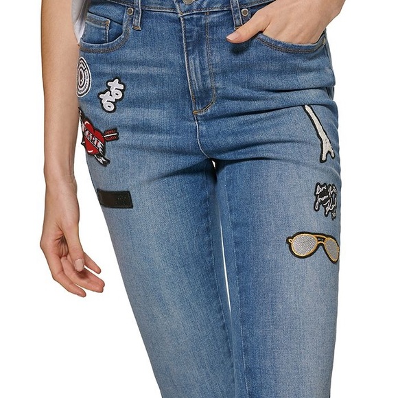 Karl Lagerfeld Paris Fray hem patch denim jean NWT - Picture 1 of 8